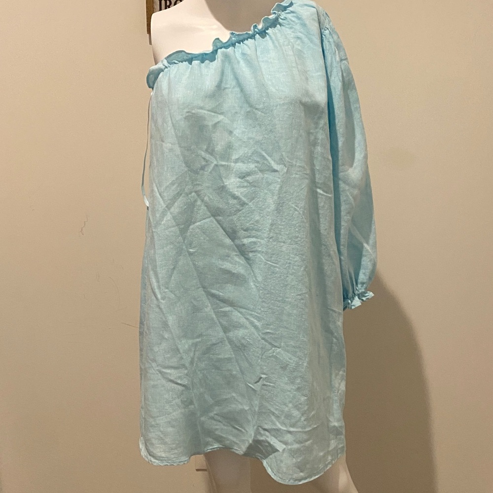 Elegant One-Shoulder Light Blue Pajama Dress